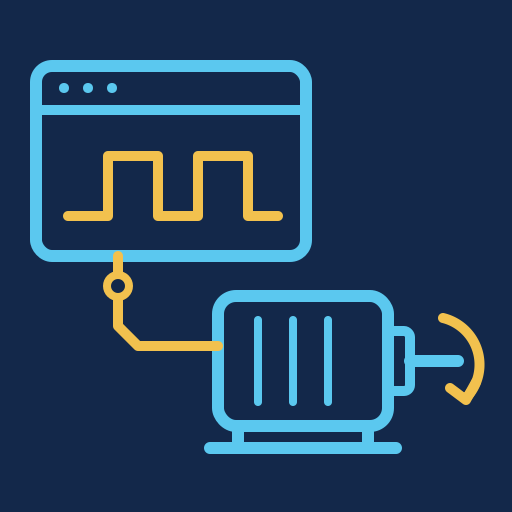 Sigle : logiciel de commande relié à un moteur électrique